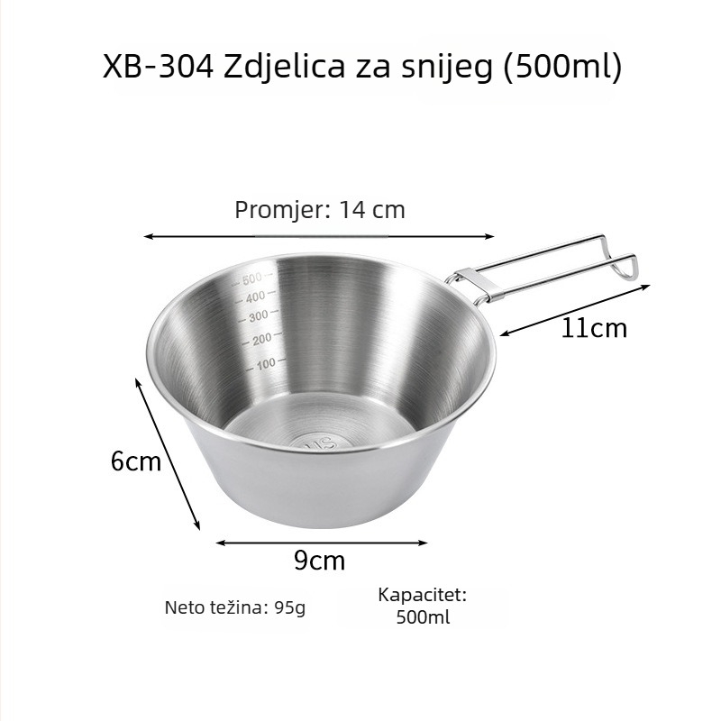 Posuda za salatu od nehrđajućeg čelika 304, okrugla posuda za hranu, suvremeni minimalistički dizajn, zdjela za piknik i začine, promjer 12–12,9 cm ili 14–14,9 cm