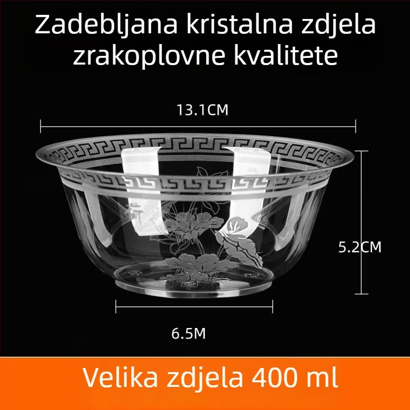 Jednokratna čvrsta plastična zdjela, učvršćena za izdržljivost, za kućnu upotrebu; zdjela za juhe za hot pot
