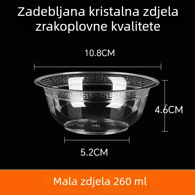 Jednokratna čvrsta plastična zdjela, učvršćena za izdržljivost, za kućnu upotrebu; zdjela za juhe za hot pot