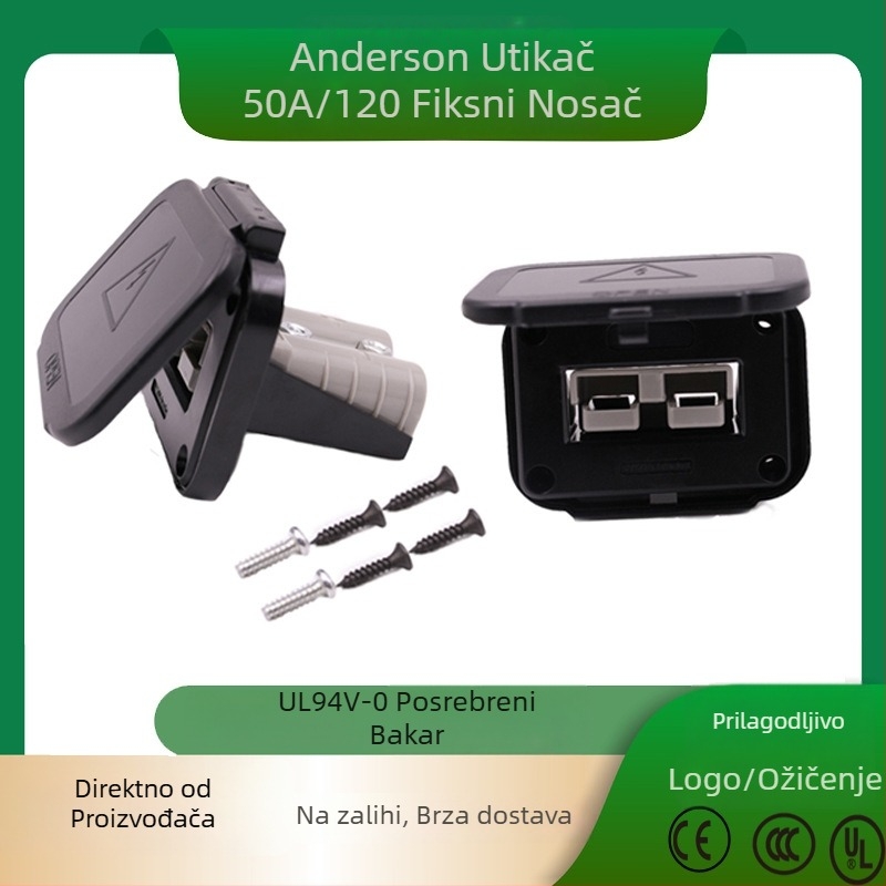 Dvopolni fiksni konektor s poklopcem i priključkom za punjenje, 50A/120A, 600V, kompatibilan s Anderson