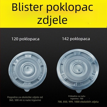 Plastični kružni poklopac za zdjelu juhe, jednokratni, komercijalna upotreba, jače izdržljiv, za pakiranje za ponijeti