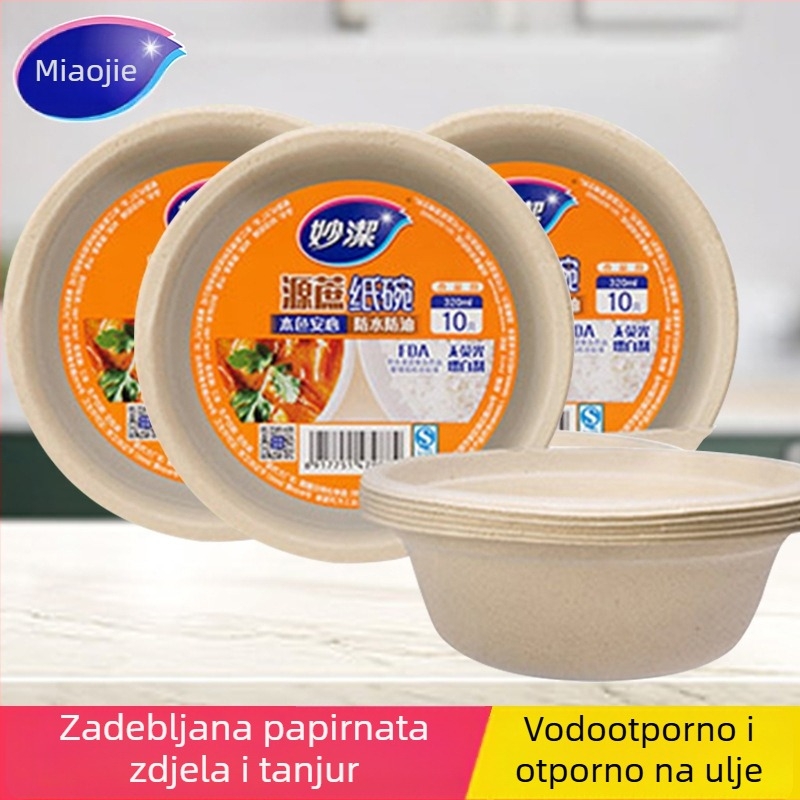 Miaojie jednokratne plastične tanjuri i zdjele, kapacitet 320 ml, okrugli, jednobojni, pladanj za voće za piknik i roštilj