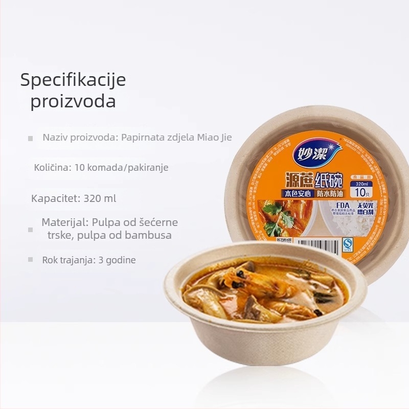 Miaojie jednokratne plastične tanjuri i zdjele, kapacitet 320 ml, okrugli, jednobojni, pladanj za voće za piknik i roštilj