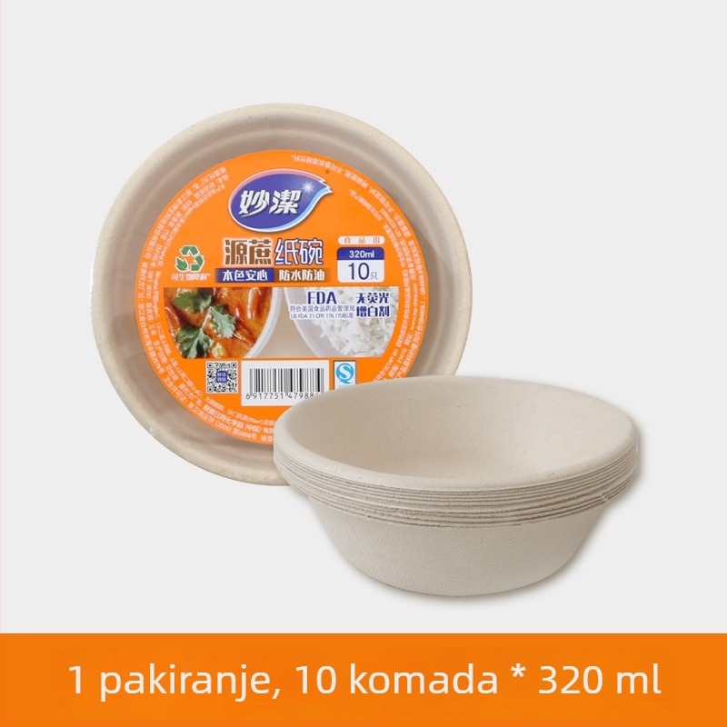 Miaojie jednokratne plastične tanjuri i zdjele, kapacitet 320 ml, okrugli, jednobojni, pladanj za voće za piknik i roštilj