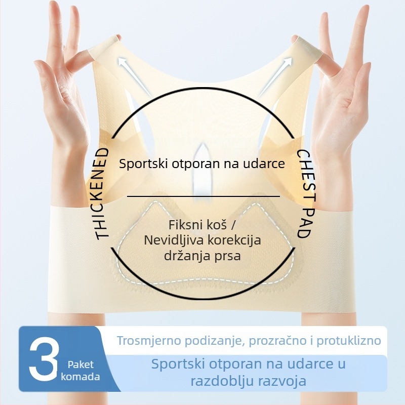 Sportski grudnjak od ice silk, 3/4 košarica, tanke oblikovane košarice, prozračna stražnja strana, najlon.
