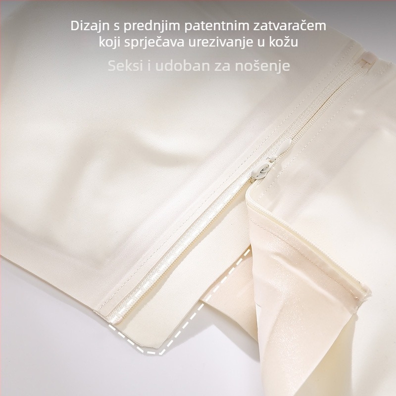 Sutien bez naramenica, tanak i bešivan, s prednjim kopčom i zipom, podiže i skuplja bočne grudi