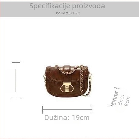 PU kožna saddle torbica za žene s lančanim remenom, srednja veličina, ulični stil, poklopac