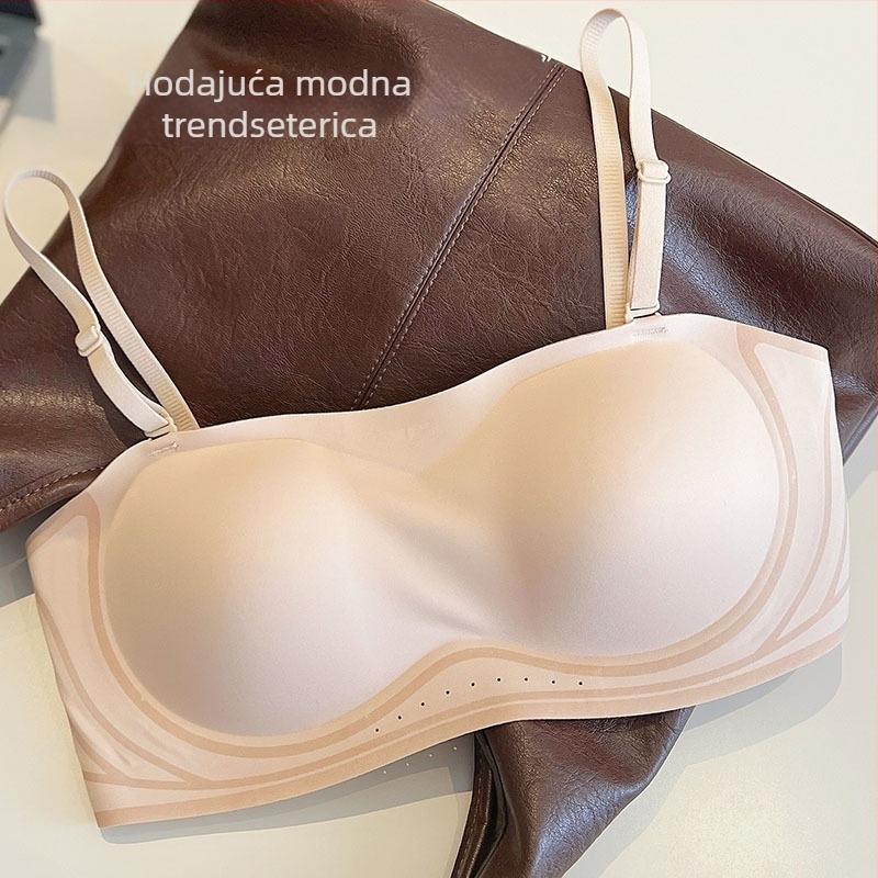 Sutien bez naramenica za žene, dvostruko nošenje, sa specijalnim nevidljivim temeljem tekućine, protuklizni tube top, lijep leđa