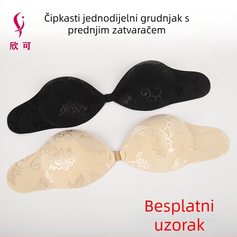 Čipkasti grudnjak u jednoj komori s prednjim zatvaranjem, košarice od tkanine, plus veličina, nevidljiva pločica za dojke, bočna krila, protiv širenja, skupljajuća podrška