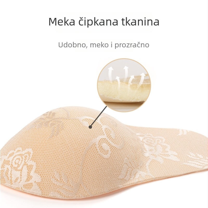 Čipkasti grudnjak u jednoj komori s prednjim zatvaranjem, košarice od tkanine, plus veličina, nevidljiva pločica za dojke, bočna krila, protiv širenja, skupljajuća podrška