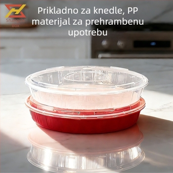 Jednokratna okrugla kutija za pakiranje knedli i wontona, prozirna, debela PP plastična posuda sa poklopcem, mikrovalno sigurna