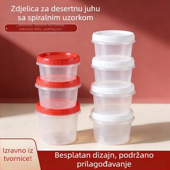 Okrugla jednokratna zdjela za juhu sa vijčanim poklopcem, prozirna plastična posuda za dostavu