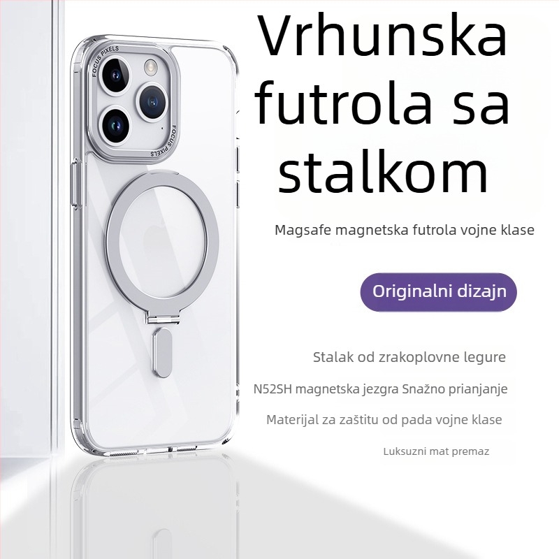 TPU zaštitno kućište za iPhone s magnetskim stalkom i nevidljivom podrškom, prozirna oslonac, prilagodljivo