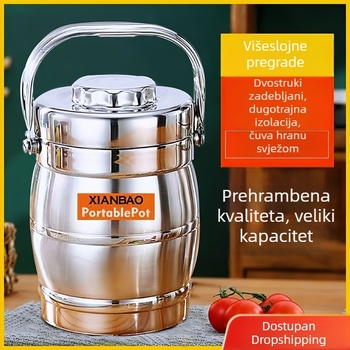 Trostruka kutija za obrok od nehrđajućeg čelika s poklopcem, velik kapacitet