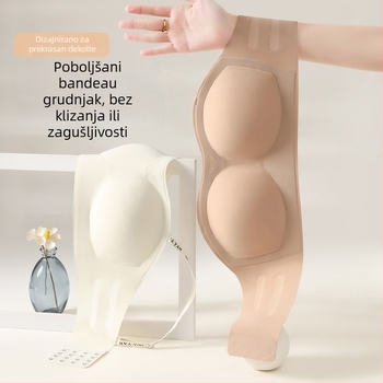 Ljetni nevidljivi grudnjak s odvojivim dvostrukim naramenicama, fiksnim košaricama, učinak stezanja, nježna podrška, prozračan, koži ugodan