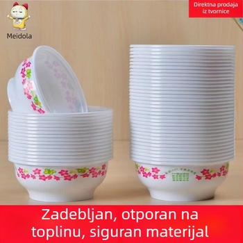 Jednokratna zdjela za rižu s cvjetnim uzorkom, debeli plastični materijal, set pribora s štapićima za bankete