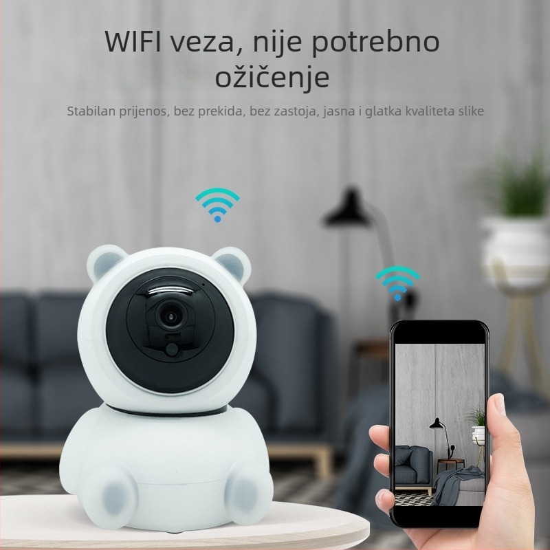 Pametna kućna sigurnosna kamera s pan-tilt funkcijom, daljinsko upravljanje putem mobilnog, 360° panoramski pogled, bežični Wi‑Fi unutarnje praćenje kućnih ljubimaca