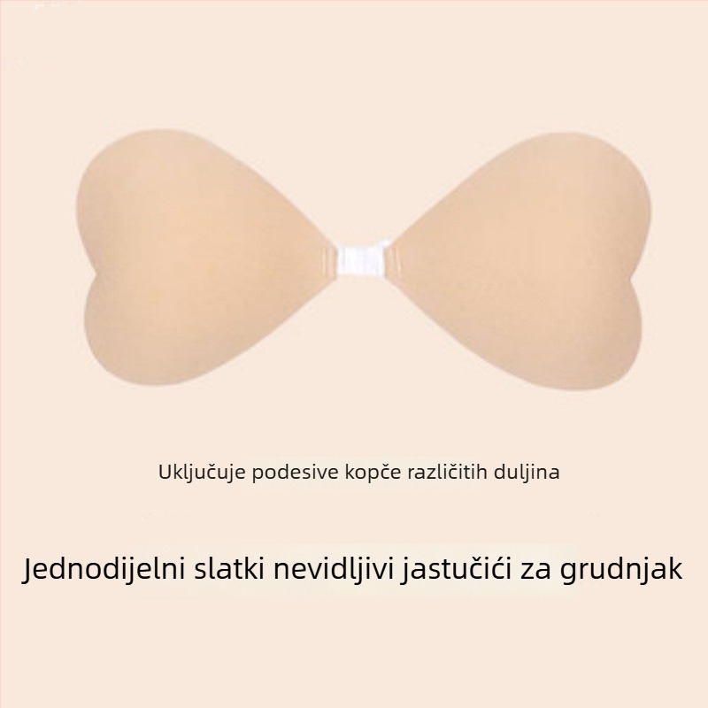 Silikonski jastučići za grudi u obliku srca s prednjim zatvaranjem, bez naramenica, push-up, nevidljivi bikini top za žene