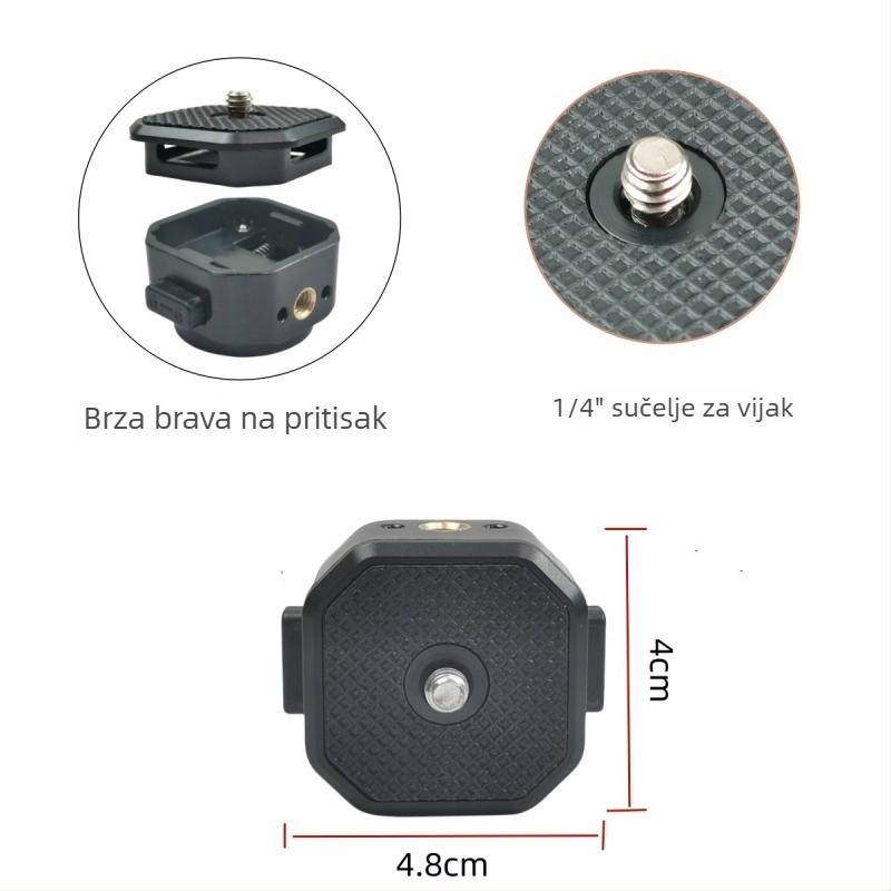 Univerzalna pločica brzog otpuštanja za bezzrcalni fotoaparat i adapter-klip za glavu stativa