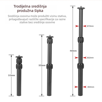 Produžetak središnje kolone za stativ i monopod s držačem za telefon i gimbal stabilizator