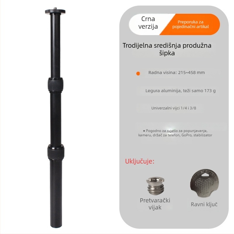 Produžetak središnje kolone za stativ i monopod s držačem za telefon i gimbal stabilizator