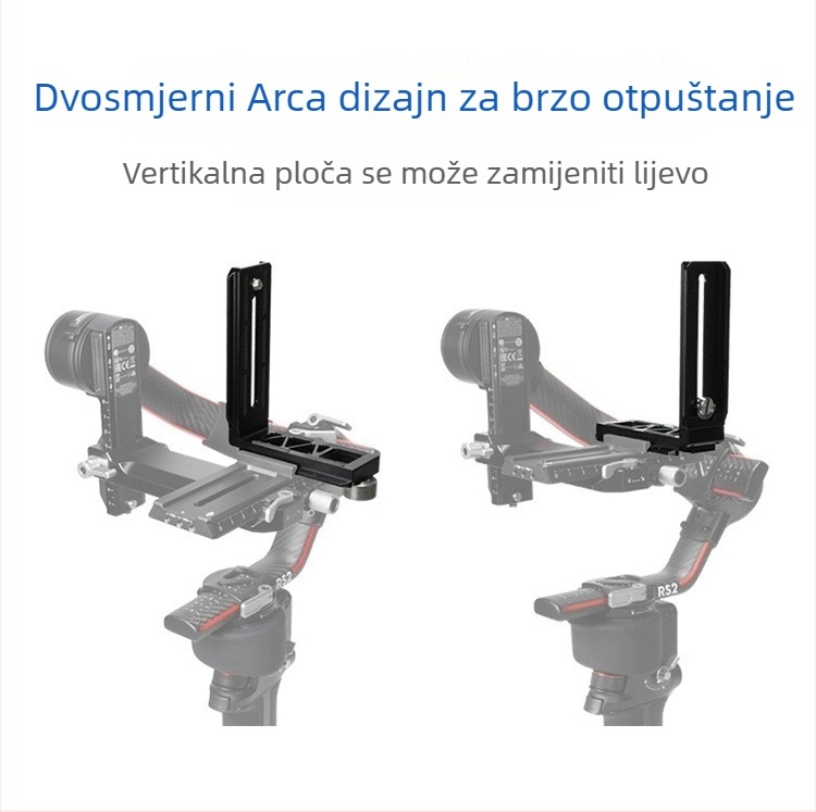 RS3/RS4 vertikalna pločica brzog oslobađanja za stabilizator DJI RSC2 i mirrorless/DSLR fotoaparate, u obliku L