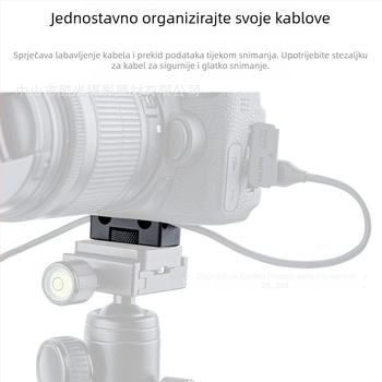 Držač klipsa za kabel fotoaparata za bezzrcalne i DSLR kamere, aluminijska legura, dimenzije 17,5×20×40 mm, težina 20 g