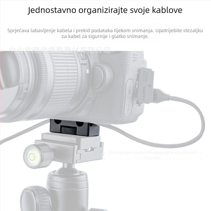 Držač klipsa za kabel fotoaparata za bezzrcalne i DSLR kamere, aluminijska legura, dimenzije 17,5×20×40 mm, težina 20 g