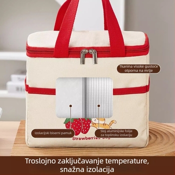 Izolirana torba za ručak za kancelarijske zaposlenike, s aluminijskom folijom, debela, jednostavan dizajn