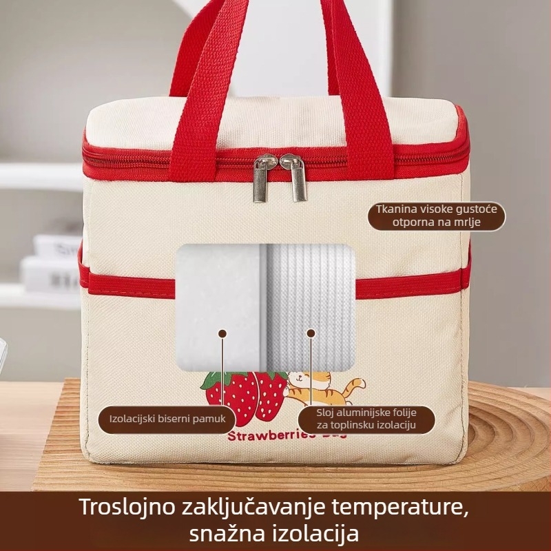 Izolirana torba za ručak za kancelarijske zaposlenike, s aluminijskom folijom, debela, jednostavan dizajn