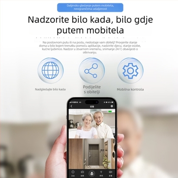 Kućna kamera za nadzor s dvostrukim objektivom i dvostrukim prikazom, Wi-Fi, kompaktni PTZ, HD, bežična