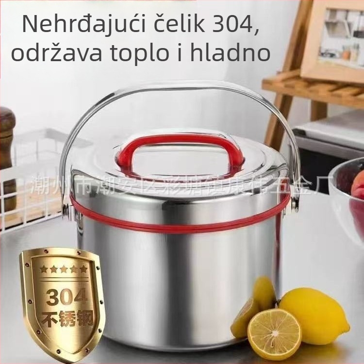 Lonac za juhu od nehrđajućeg čelika 304, dvostruke stijenke s vakuumskom izolacijom, s ručkom