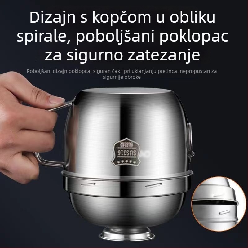 Termošalica od 316 nehrđajućeg čelika, dvostruka izolacija, za obrok i rezance