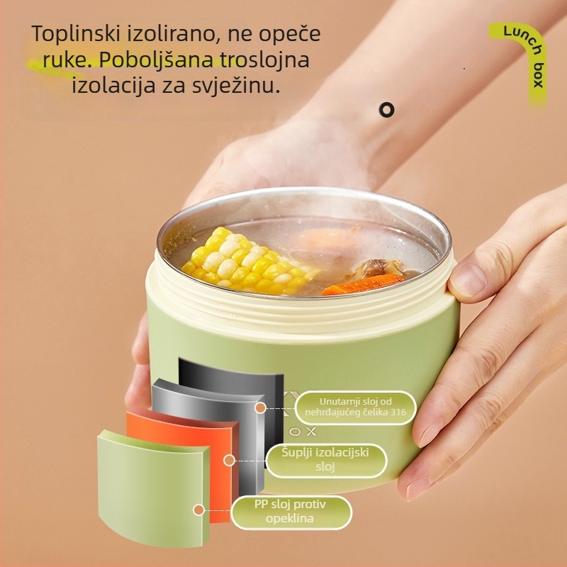 Bento kutija od 316 nehrđajućeg čelika, izolirana, sigurna za hranu, za učenike, japanski stil