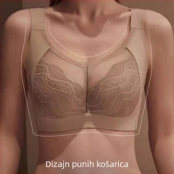 Prilagodljiv ženski grudnjak s bočnom podrškom, protiv opuštanja, mekani čelični okvir, podizni efekt, tanak dizajn, puni košarice za velike grudi