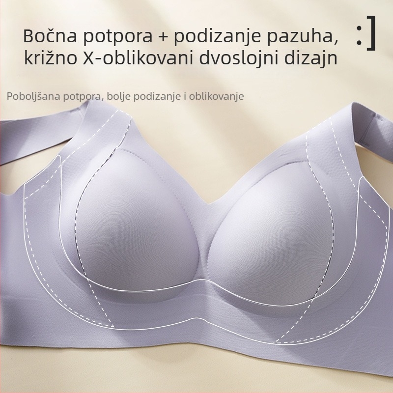 Plus-size bešivni grudnjak bez žice, s punim pokrivanjem i bočnom podrškom, nude boja