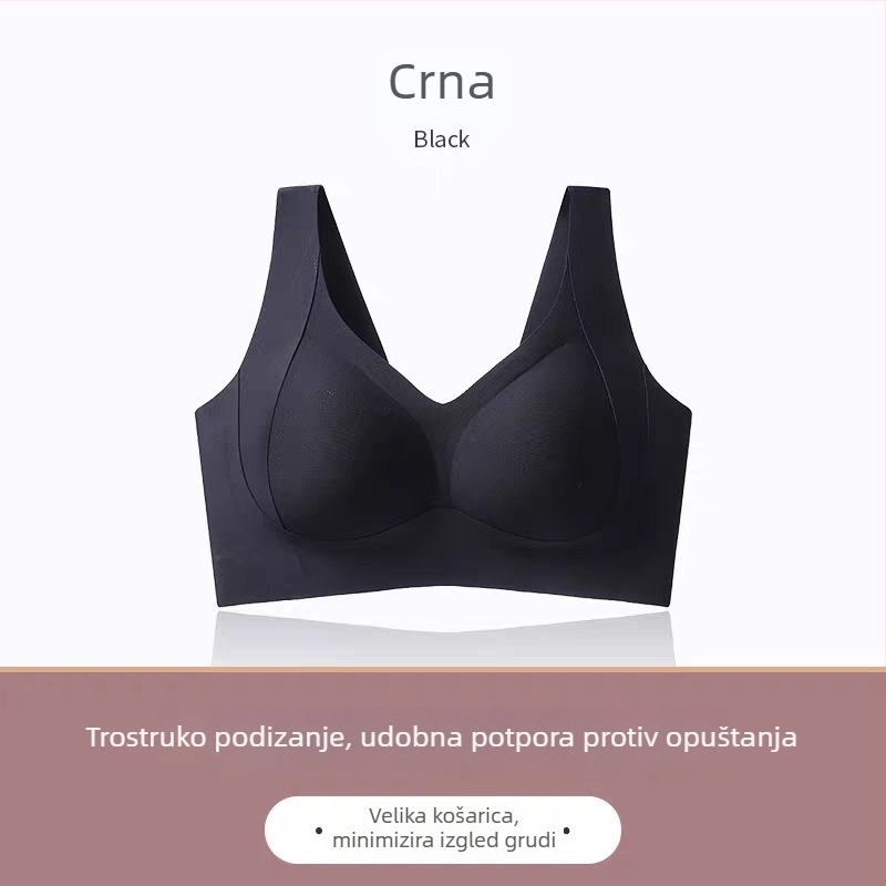 Plus-size bešivni grudnjak bez žice, s punim pokrivanjem i bočnom podrškom, nude boja