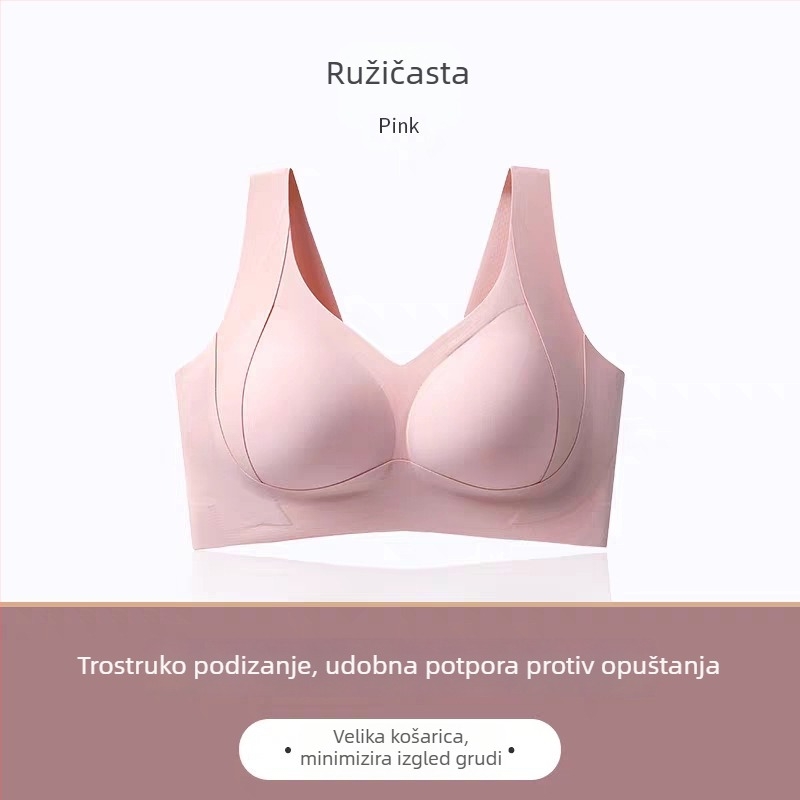 Plus-size bešivni grudnjak bez žice, s punim pokrivanjem i bočnom podrškom, nude boja