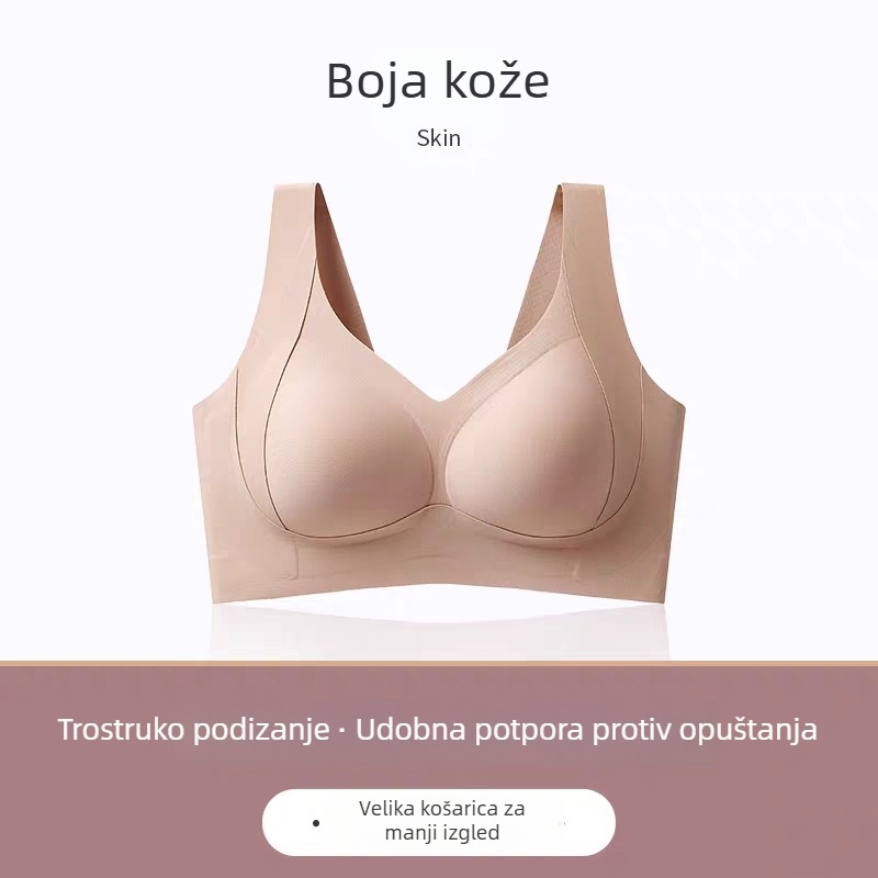 Plus-size bešivni grudnjak bez žice, s punim pokrivanjem i bočnom podrškom, nude boja