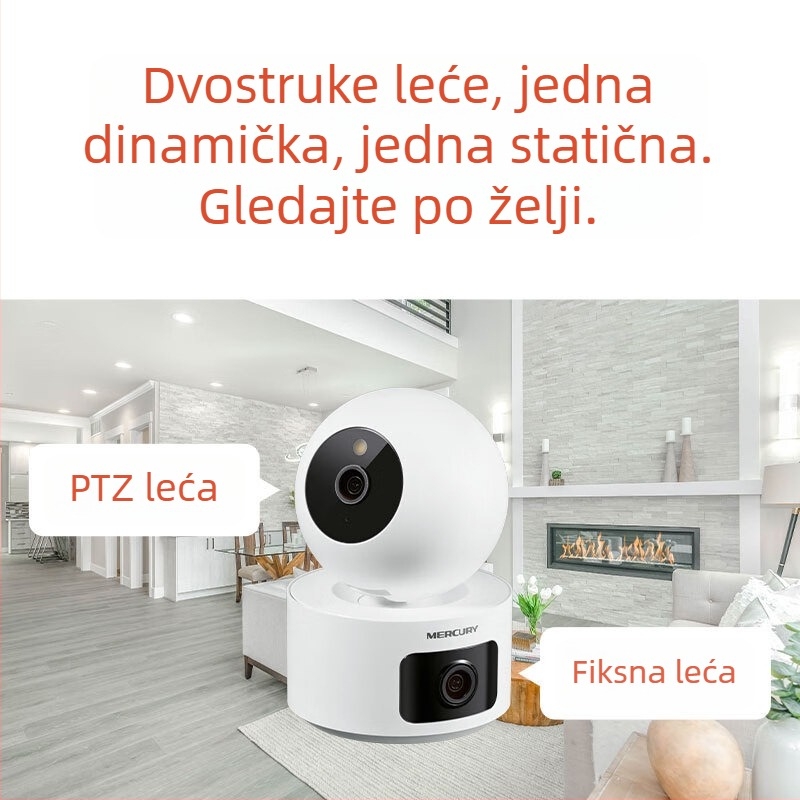 Mercury 360° dvokamerna verzija MIPC552W unutarnja Wi-Fi sigurnosna kamera za daljinsko praćenje, 5MP
