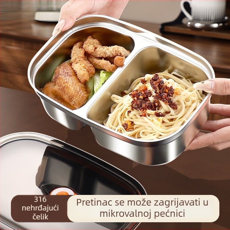 Kutija za obrok od nehrđajućeg čelika s pregradama, mikrovalna pogodna, izolirana
