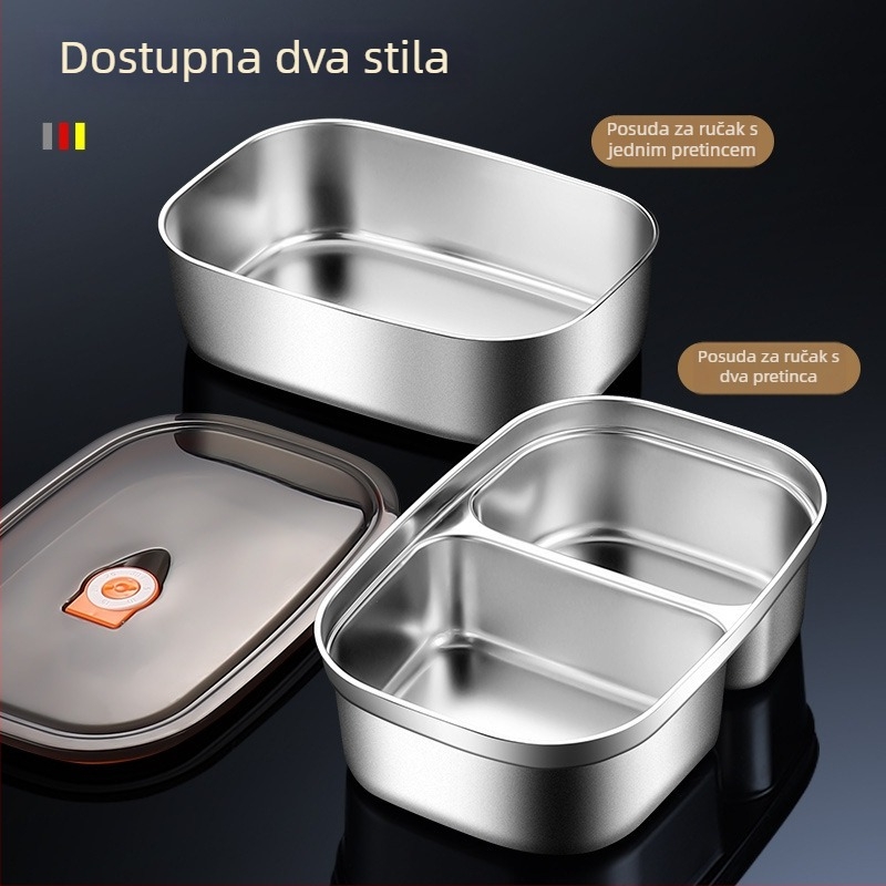 Kutija za obrok od nehrđajućeg čelika s pregradama, mikrovalna pogodna, izolirana