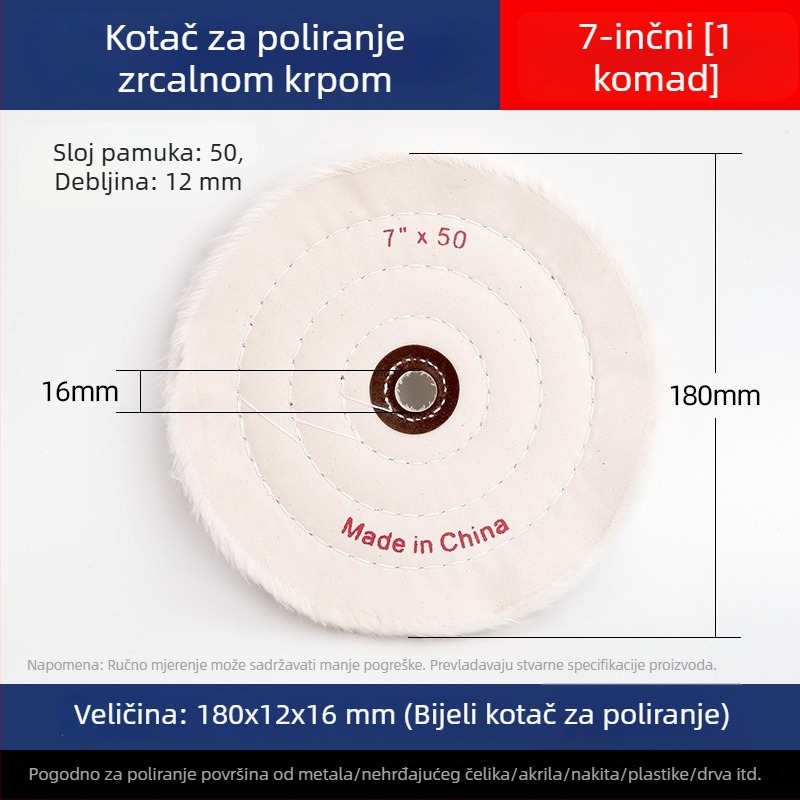 Debljasti zrcalno-polirajući bijeli platneni kotačić za nefrit, metal, nehrđajući čelik i akril; glava za poliranje od pamuka i vune