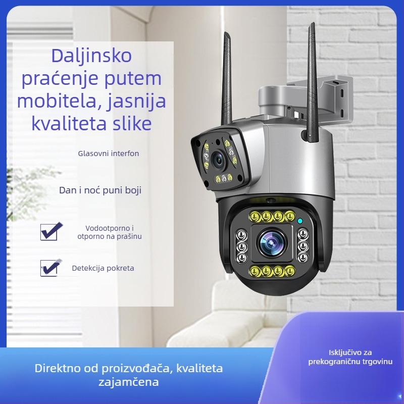 Vanjska bežična kamera s dvostrukim objektivom, daljinsko povezivanje s pametnim telefonom, HD noćni pregled