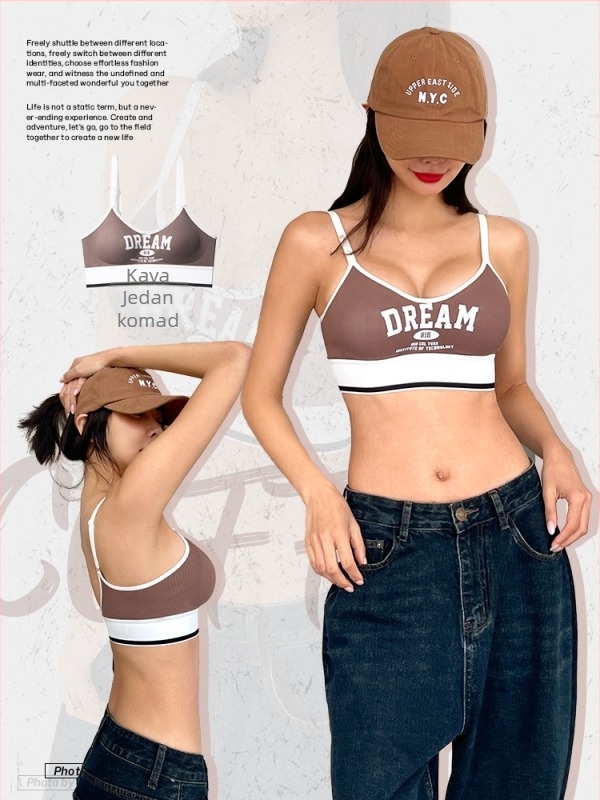 Ženski bežični push-up grudnjak set, seksi dizajn u američkom stilu, 3/4 košarice, udoban sportski grudnjak