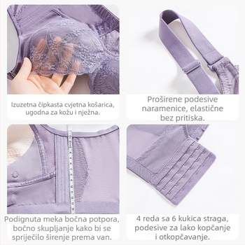 Langsha grudnjak za plus veličinu, s čipkom, push-up, protiv opuštanja, regulirajući stražnji dio, ljetni grudnjak za žene