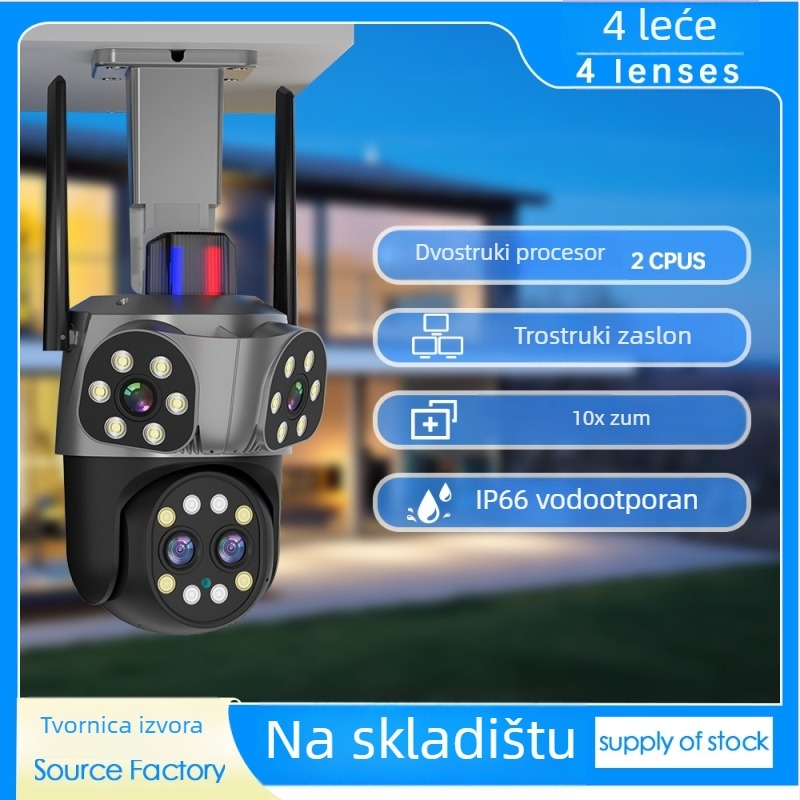 8MP nadzorna kamera s 10x optičkim zumom, HD noćnim vidom, Wi‑Fi, daljinski pregled