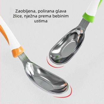 Žličica za bebe u obliku ingota, 316L čelična, za samostalno jelo, dječji posuđe, jednobojni, moderni minimalistički dizajn