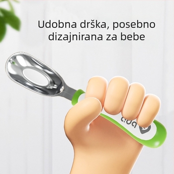 Žličica za bebe u obliku ingota, 316L čelična, za samostalno jelo, dječji posuđe, jednobojni, moderni minimalistički dizajn