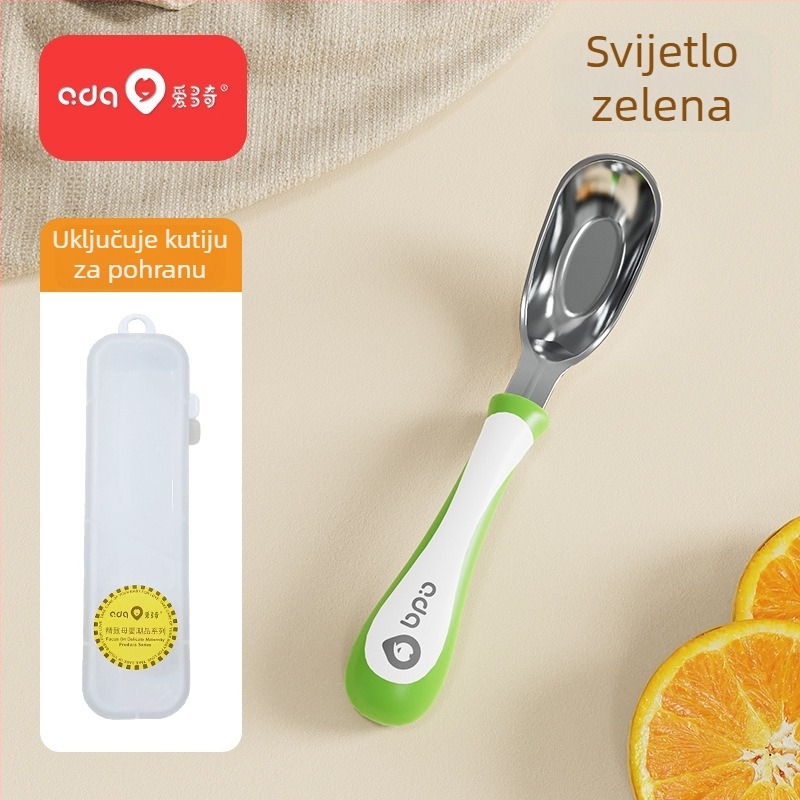 Žličica za bebe u obliku ingota, 316L čelična, za samostalno jelo, dječji posuđe, jednobojni, moderni minimalistički dizajn